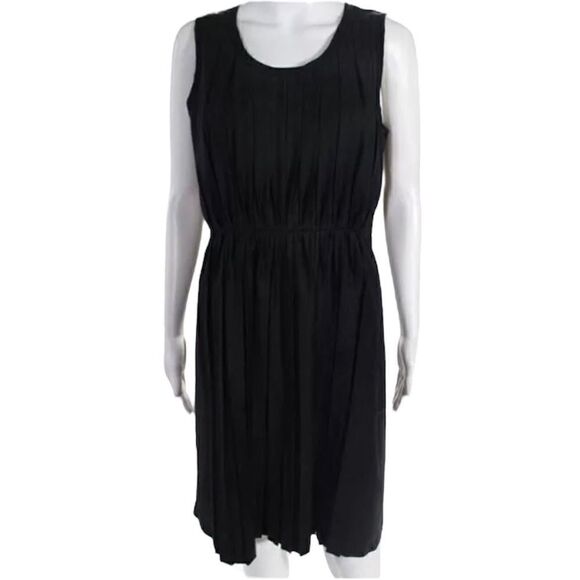 J. Crew Super 120’s NWOT Wool Pleated Sleeveless A-Line Dress in Black size 6 - Picture 2 of 7